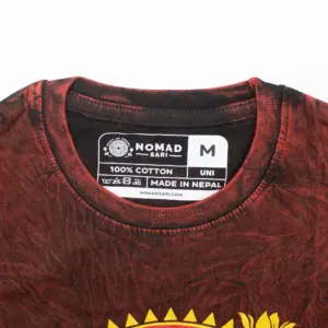 Nomad Sari Stonewashed Cotton T-Shirt – Dragon Mandala – Maroon – Large | www.artisangoods.co.uk 3