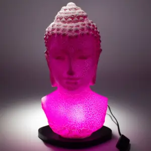 Buddha Bust Lamp Cherry Crackle – Oval stand | www.artisangoods.co.uk 3