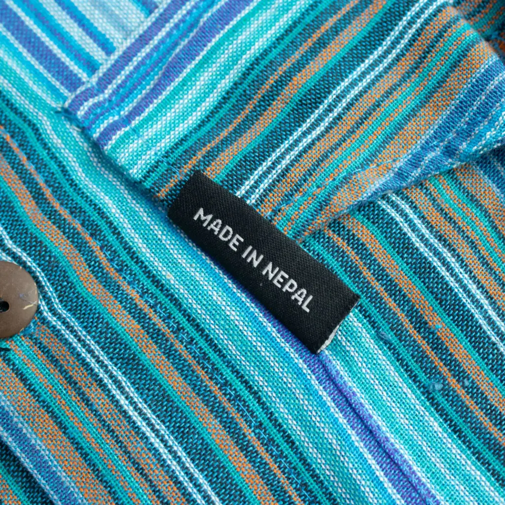 Nomad Sari Grandad Shirt – Turquoise – Medium | www.artisangoods.co.uk 6