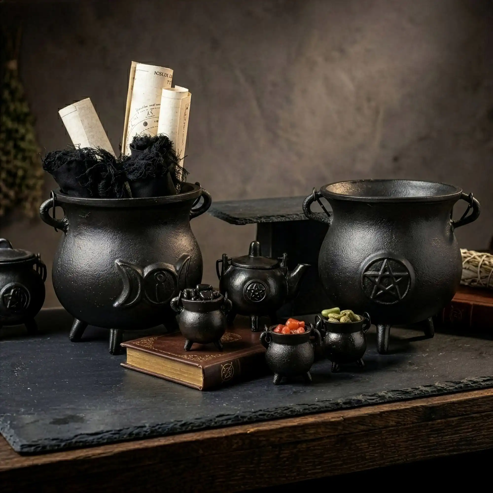 Extra Small Cast Iron Cauldrons 5x7cm | www.artisangoods.co.uk 4 Extra Small Cast Iron Cauldrons 5x7cm - Image 3