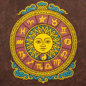 Nomad Sari Stonewashed Cotton T-Shirt – Sun & Zodiac – Brown – XL | www.artisangoods.co.uk 1