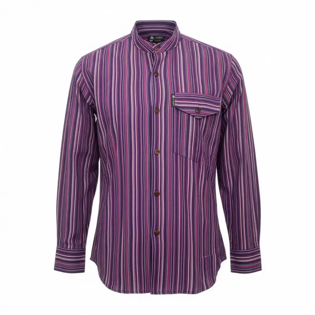 Nomad Sari Grandad Shirt – Black Purple – Medium | www.artisangoods.co.uk 7