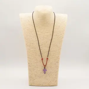 Cord Necklace Gemstone Pendant – Amethyst Cross | www.artisangoods.co.uk 2