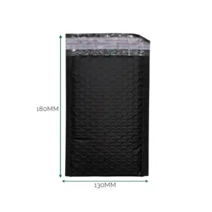 Black Poly Bubble Envelope (130×180+40mm) | www.artisangoods.co.uk