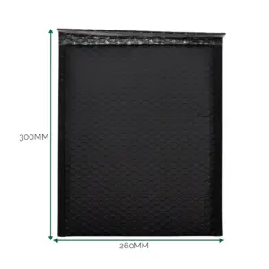 Black Poly Bubble Envelope (260×300+40mm) | www.artisangoods.co.uk