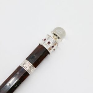 Bloodroot Soverign Wand -Extra Long Fancy Jasper Magic- Crystal Ball top - 26cm