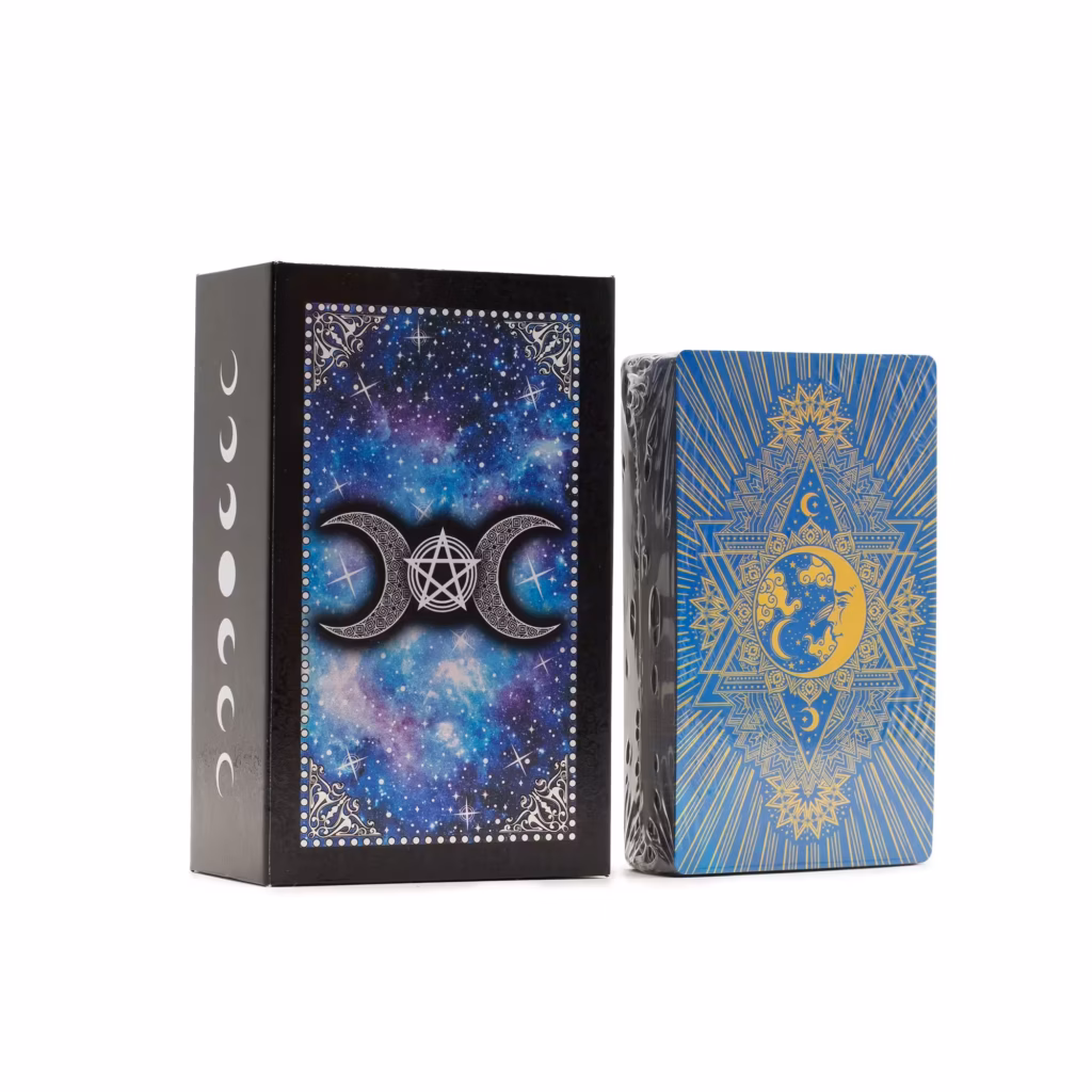 Blue Foil Tarot Card Set – Moon Face – with booklet | www.artisangoods.co.uk 4