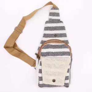 Body Cross Bag Natural Cotton –  Black & White | www.artisangoods.co.uk 2