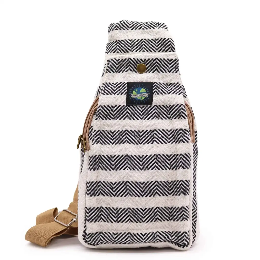 Body Cross Bag Natural Cotton –  Black & White | www.artisangoods.co.uk