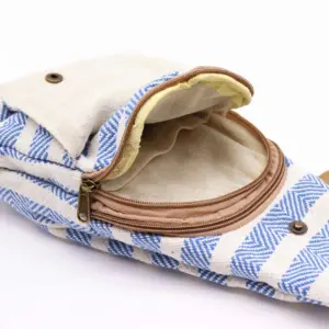 Body Cross Bag Natural Cotton – Blue & White | www.artisangoods.co.uk 3