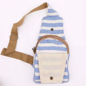 Body Cross Bag Natural Cotton – Blue & White | www.artisangoods.co.uk 2
