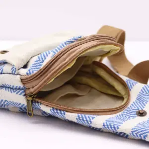Body Cross Bag Natural Cotton – Blue & White | www.artisangoods.co.uk 4