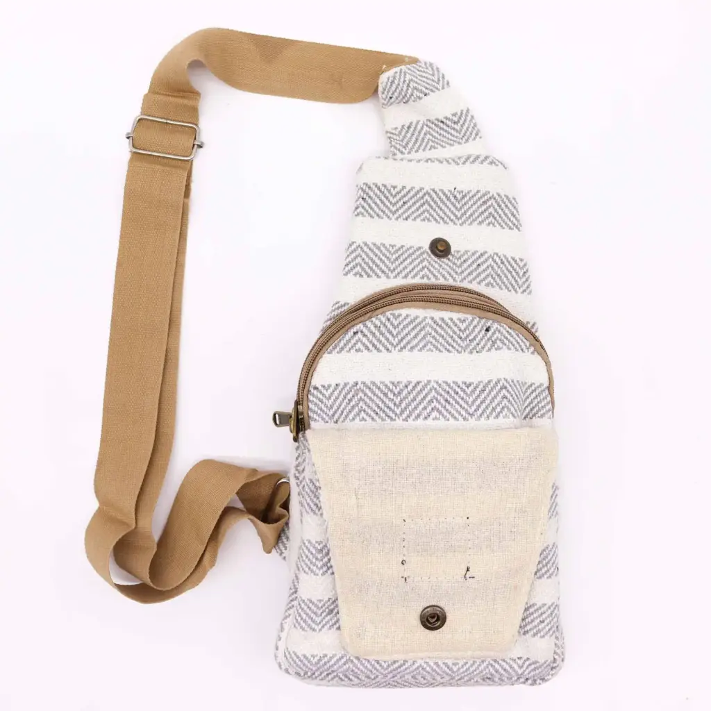 Body Cross Bag Natural Cotton – Grey & White | www.artisangoods.co.uk 2