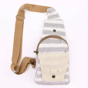 Body Cross Bag Natural Cotton – Grey & White | www.artisangoods.co.uk 2
