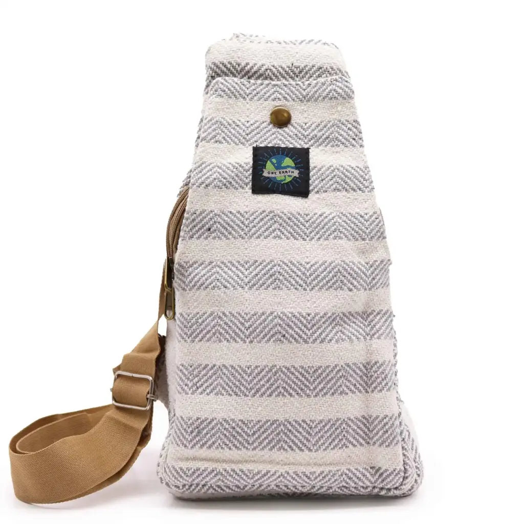 Body Cross Bag Natural Cotton – Grey & White | www.artisangoods.co.uk
