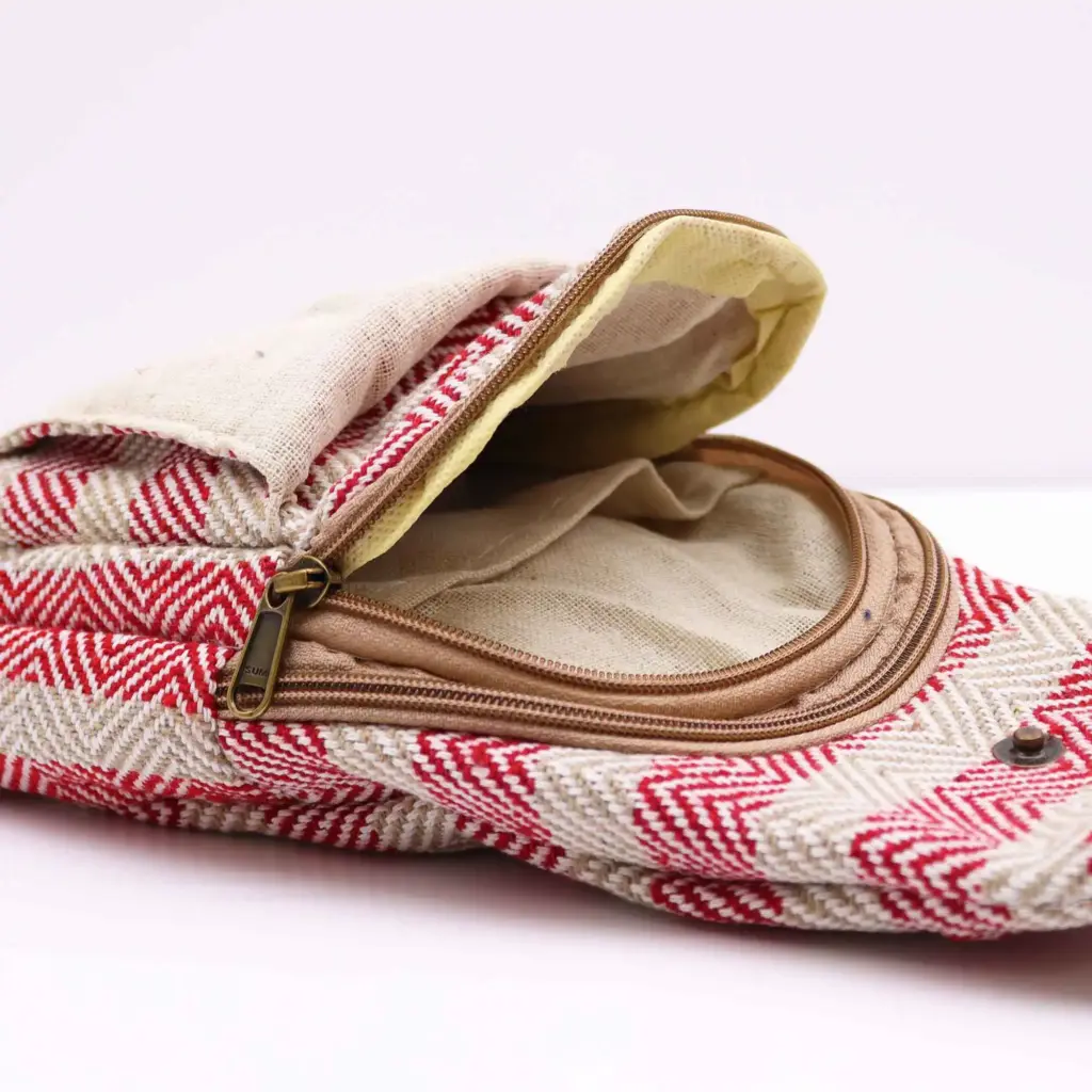 Body Cross Bag Natural Cotton – Tan & Pink | www.artisangoods.co.uk 3