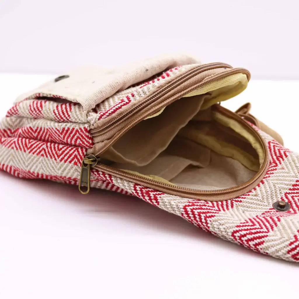 Body Cross Bag Natural Cotton – Tan & Pink | www.artisangoods.co.uk 4