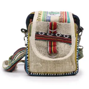 Body-Cross Natural Hemp & Jhari Travel Bag | www.artisangoods.co.uk 8