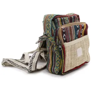 Body-Cross Natural Hemp & Jhari Travel Bag | www.artisangoods.co.uk 6
