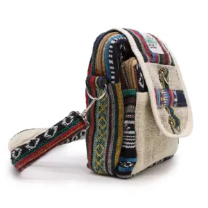 Body-Cross Natural Hemp & Jhari Travel Bag | www.artisangoods.co.uk 3