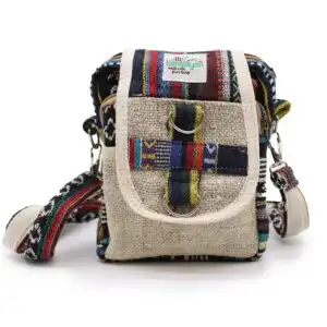 Body-Cross Natural Hemp & Jhari Travel Bag | www.artisangoods.co.uk 1