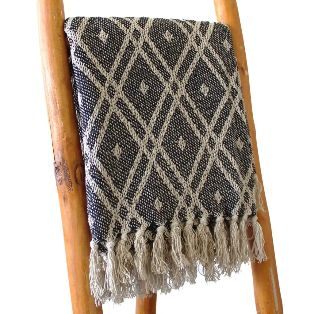 Boho Comfort Throws – Black & Biege Regency | www.artisangoods.co.uk