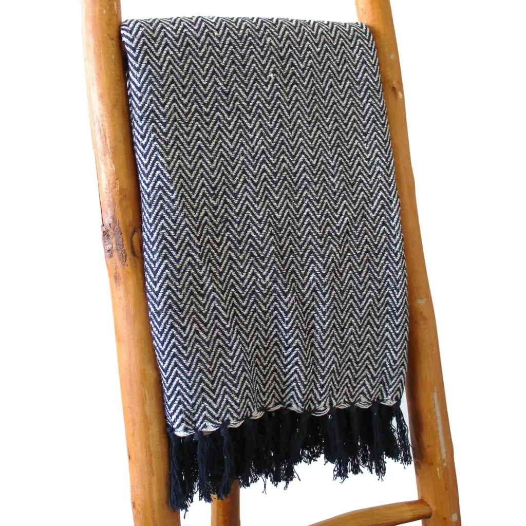 Boho Comfort Throws – Navy Zigzag | www.artisangoods.co.uk