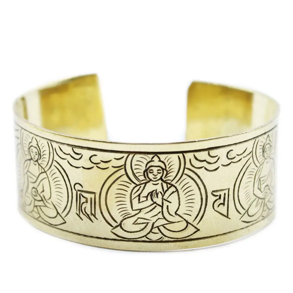 Brass Tibetan Bracelet – Five Buddha | www.artisangoods.co.uk