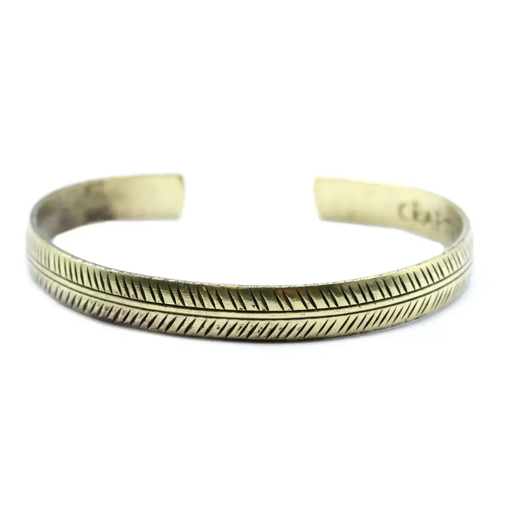 Brass Tibetan Bracelet – Slim Tribal Leaf | www.artisangoods.co.uk 2