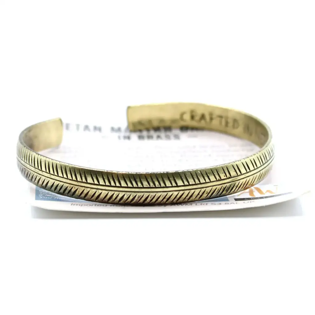 Brass Tibetan Bracelet – Slim Tribal Leaf | www.artisangoods.co.uk 3
