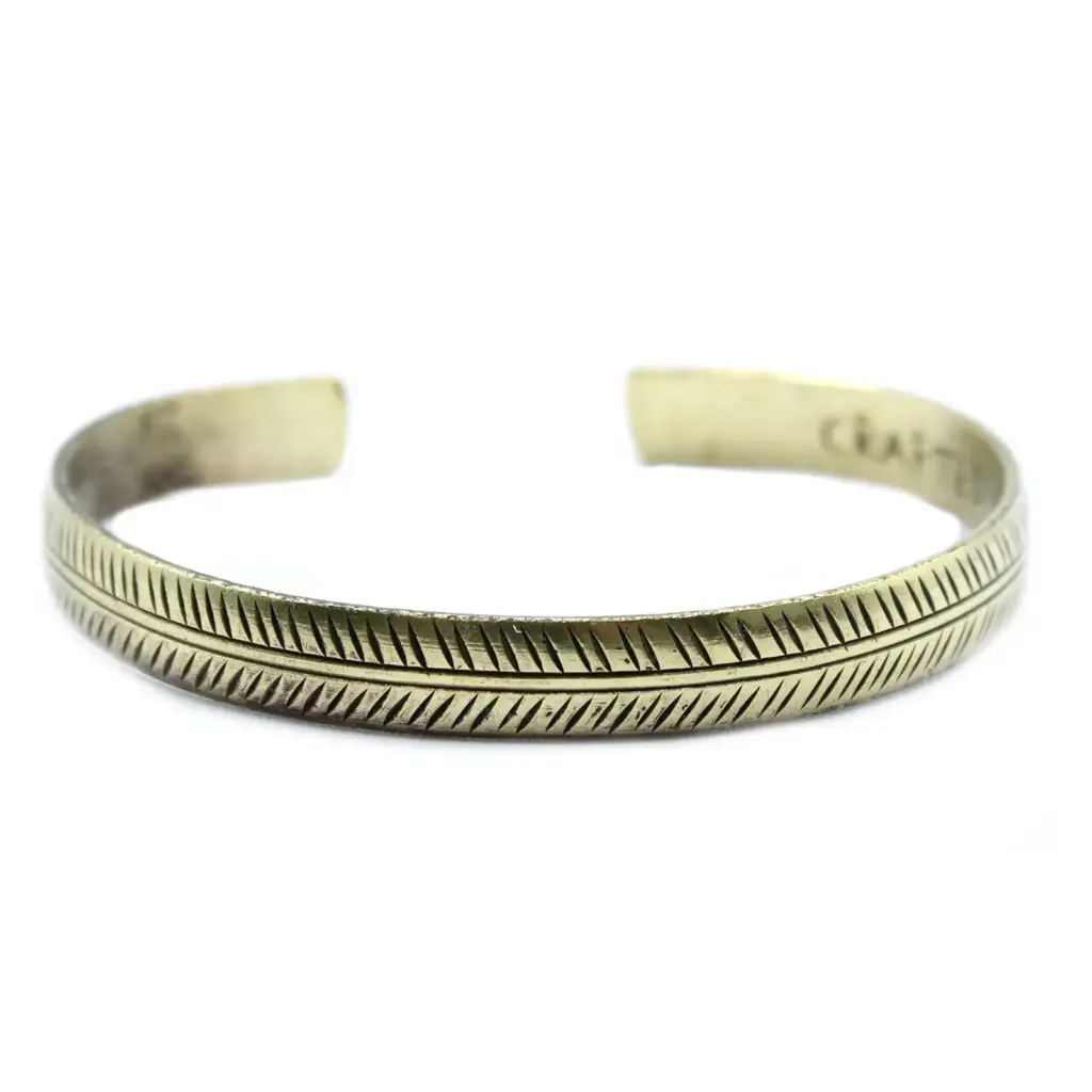 Brass Tibetan Bracelet – Slim Tribal Leaf | www.artisangoods.co.uk