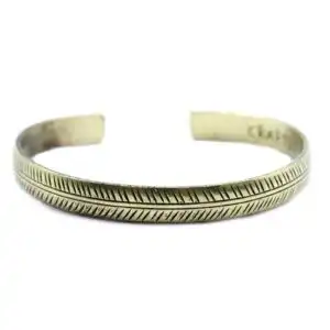 Brass Tibetan Bracelet – Slim Tribal Leaf | www.artisangoods.co.uk 1