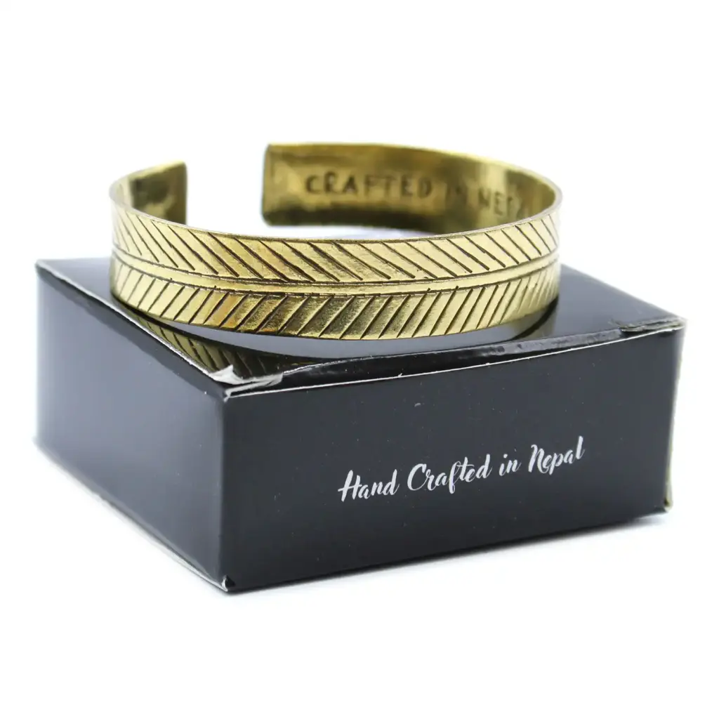 Brass Tibetan Bracelet – Wide Tribal Leaf | www.artisangoods.co.uk 3