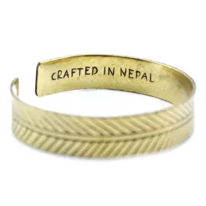 Brass Tibetan Bracelet – Wide Tribal Leaf | www.artisangoods.co.uk 2