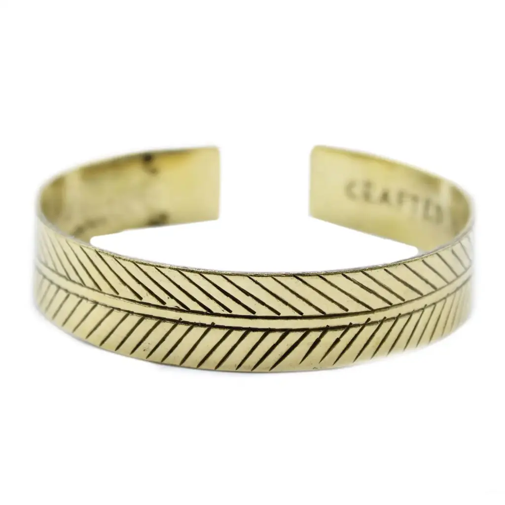 Brass Tibetan Bracelet – Wide Tribal Leaf | www.artisangoods.co.uk