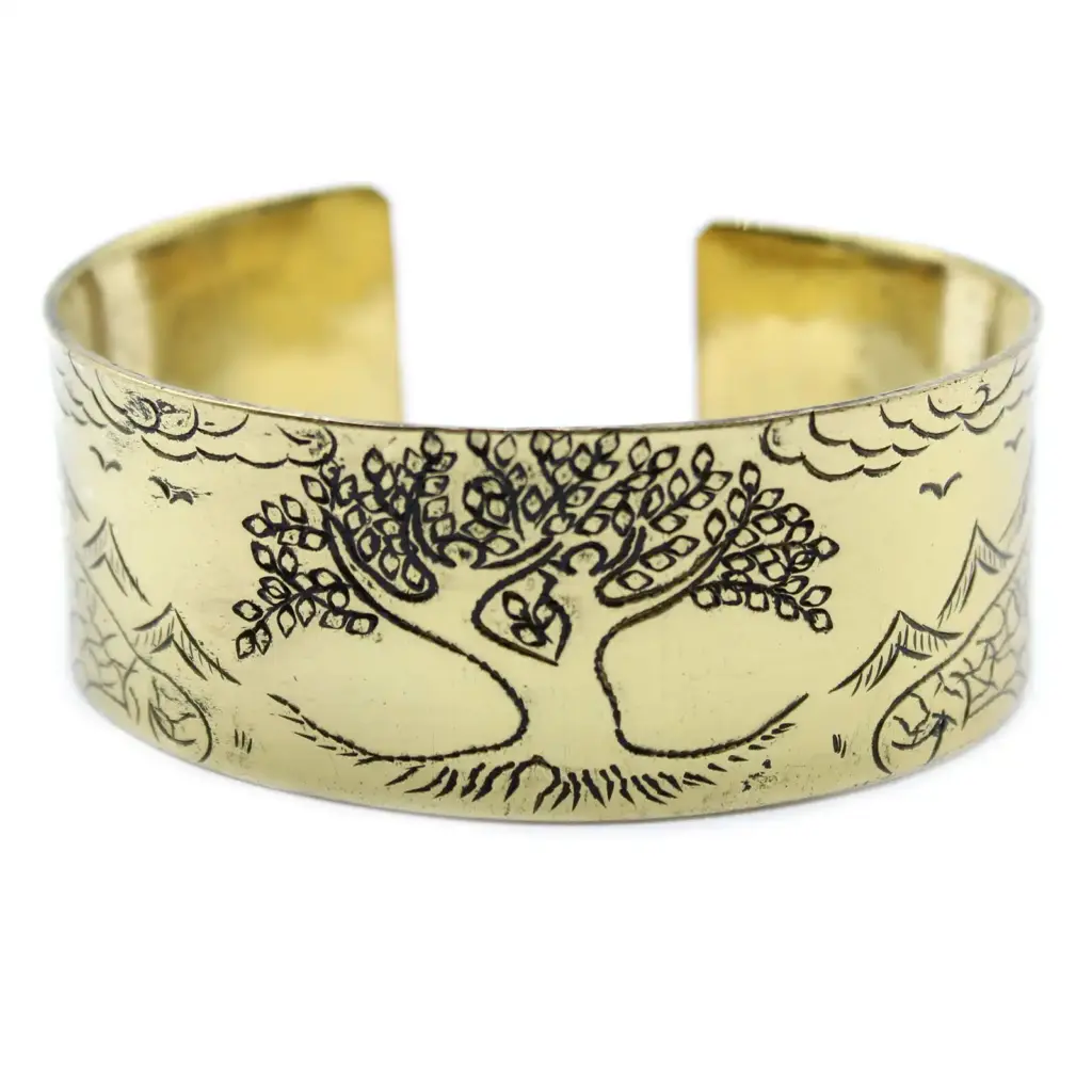 Brass Tibetan Mantra Bracelet – Tree of Life | www.artisangoods.co.uk 2