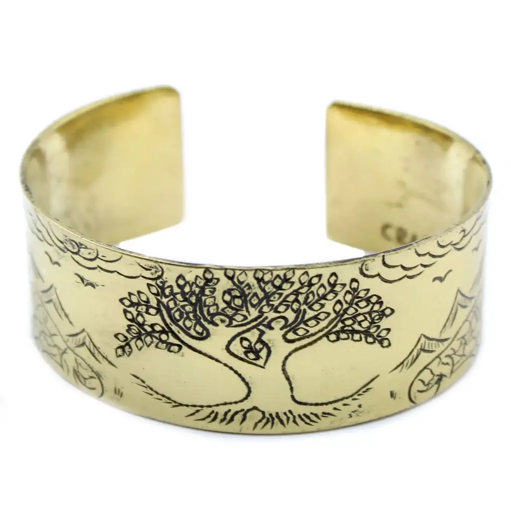 Brass Tibetan Mantra Bracelet – Tree of Life | www.artisangoods.co.uk