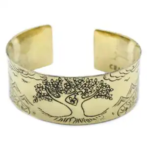 Brass Tibetan Mantra Bracelet – Tree of Life | www.artisangoods.co.uk 1