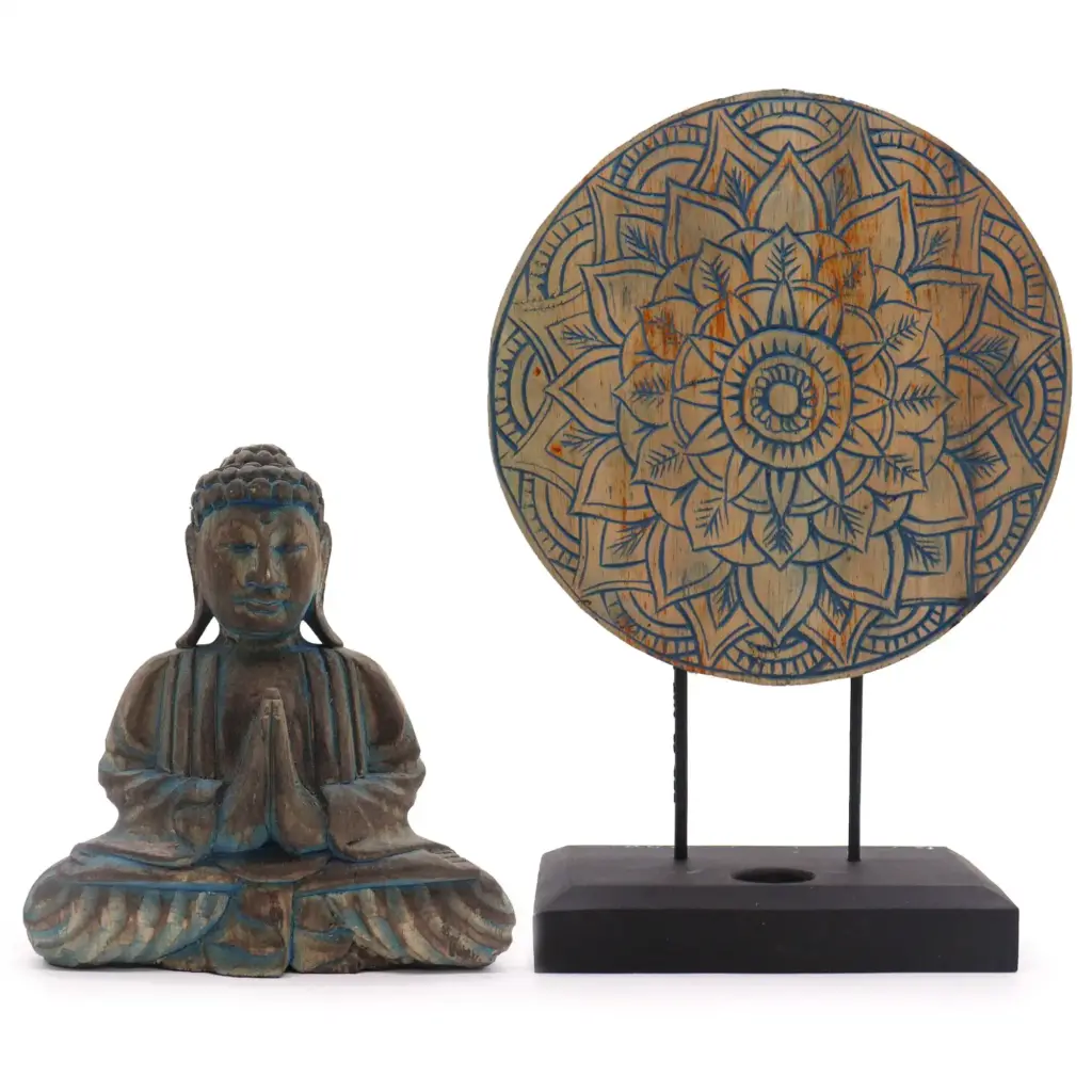 Buddha Feng Shui Set – Flower Mandala – Blue | www.artisangoods.co.uk