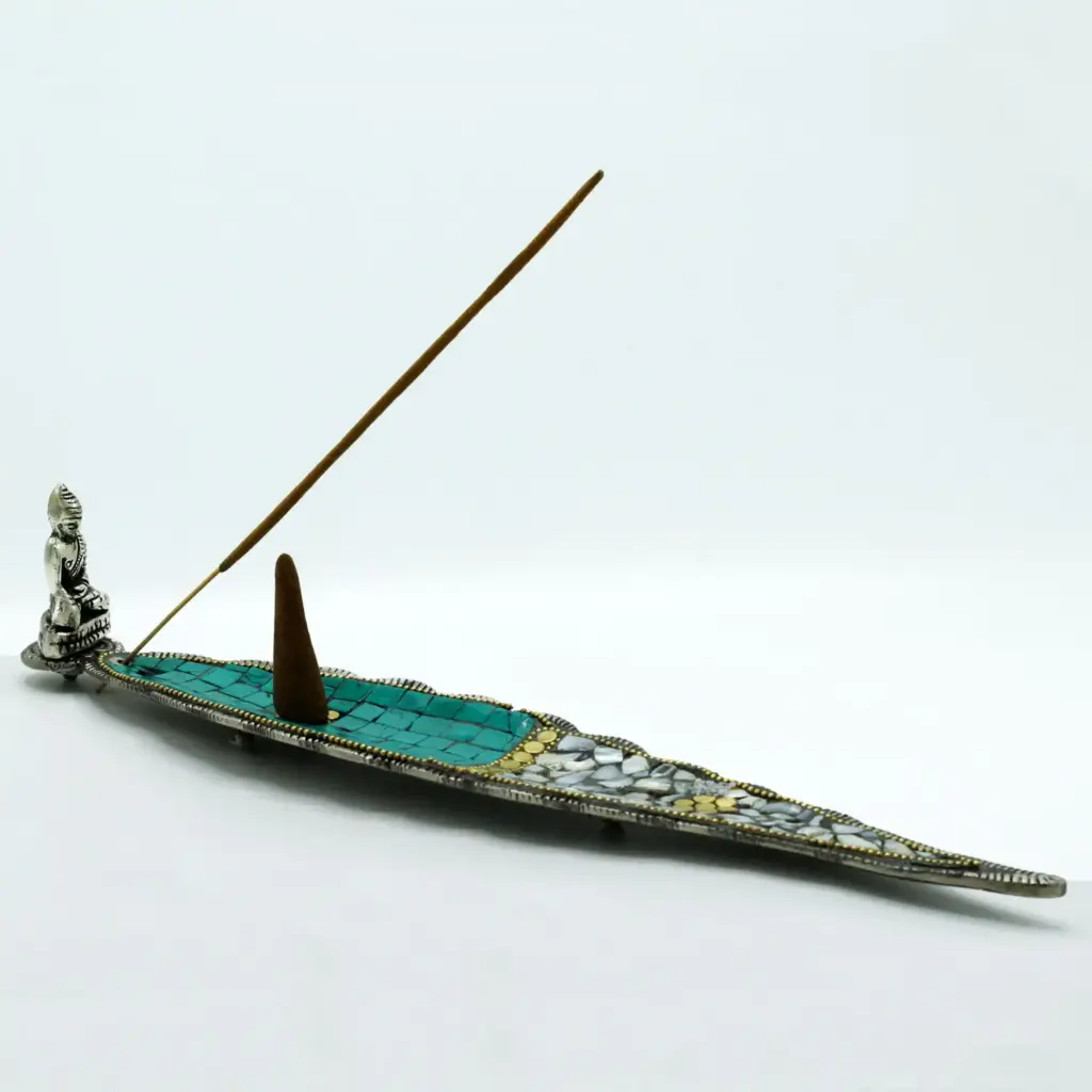 Buddha Long Leaf Tibetan Decor Incense Holder | www.artisangoods.co.uk 2
