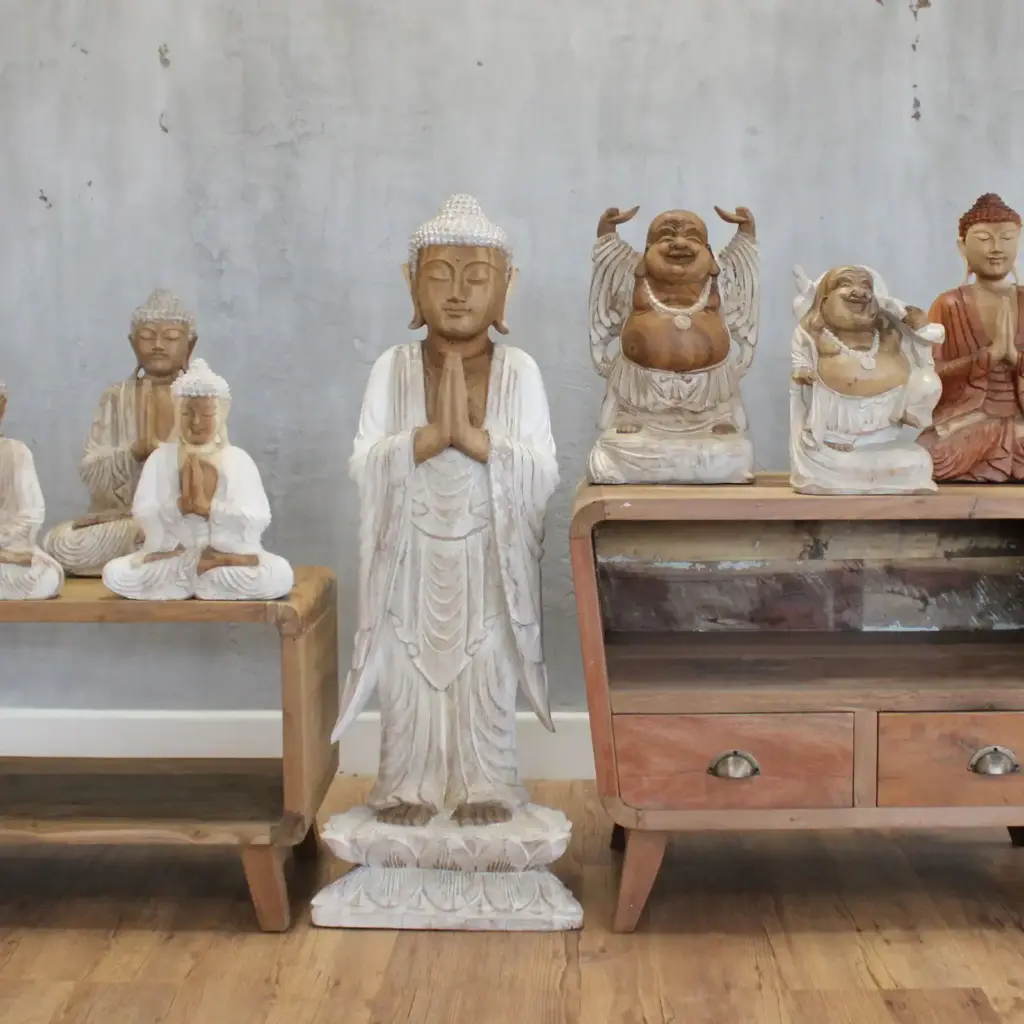 Buddha Statue Standing – Whitewash – 1m Welcome | www.artisangoods.co.uk 5