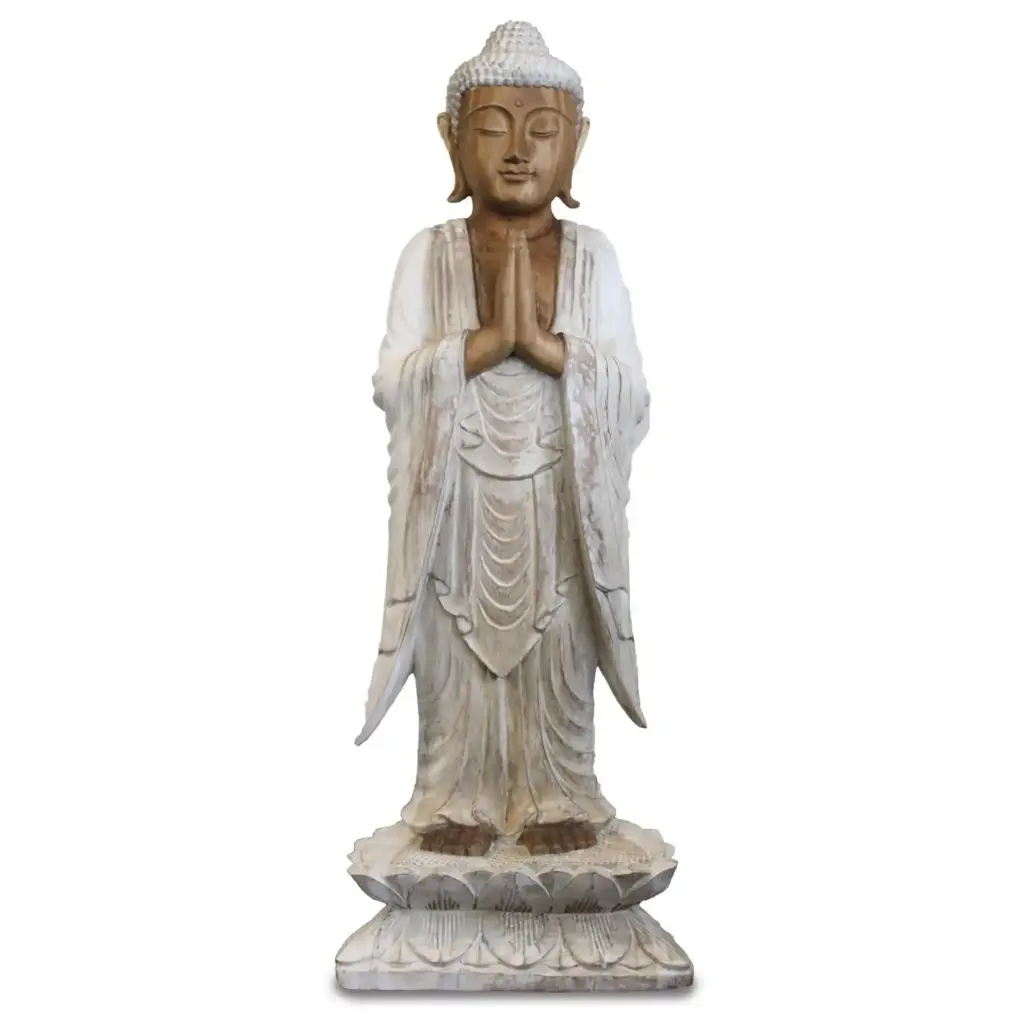 Buddha Statue Standing – Whitewash – 1m Welcome | www.artisangoods.co.uk Buddha Statue Standing – Whitewash – 1m Welcome | www.artisangoods.co.uk