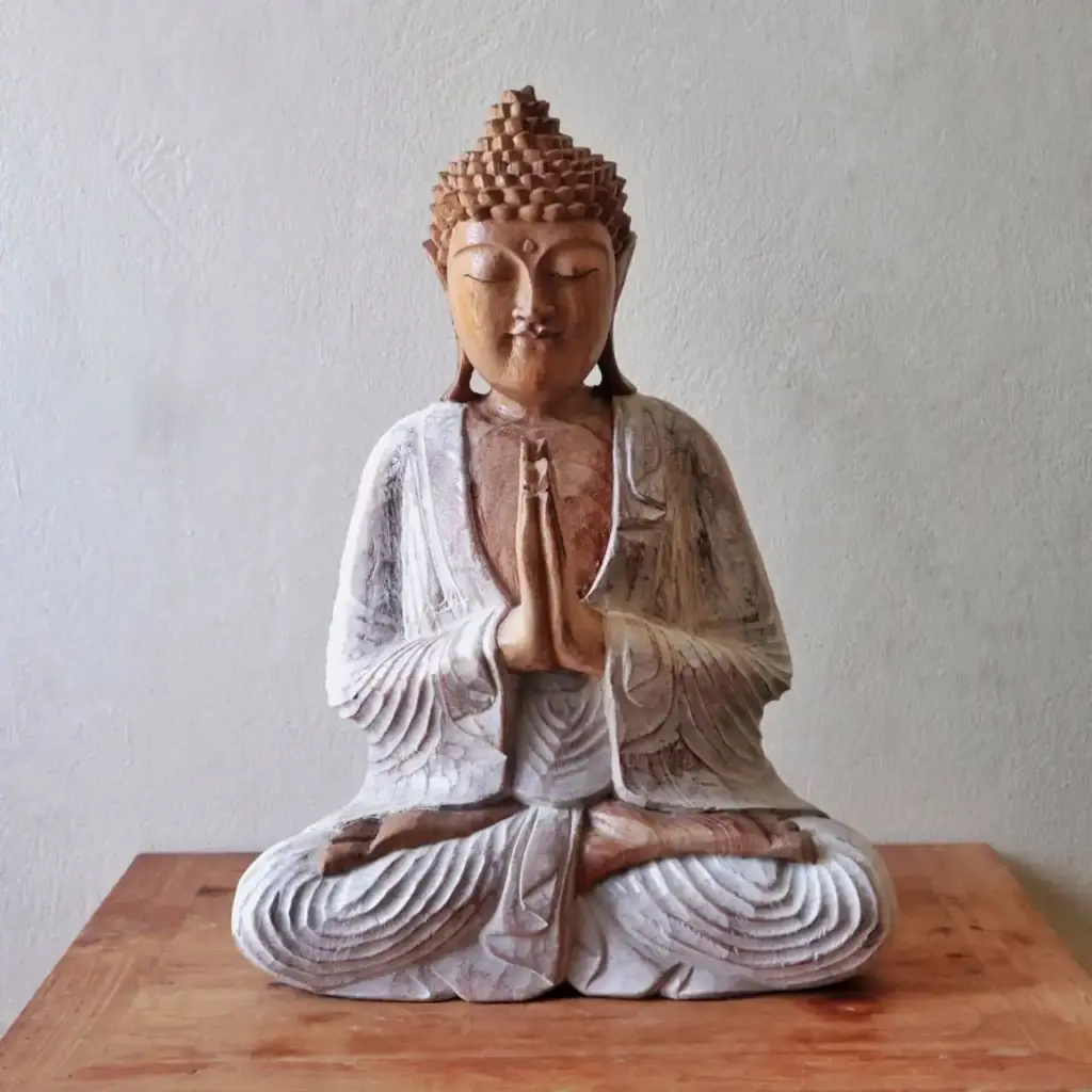 Buddha Statue Whitewash – 30cm Welcome | www.artisangoods.co.uk 2
