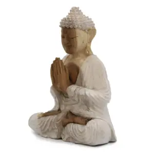 Buddha Statue Whitewash – 30cm Welcome | www.artisangoods.co.uk 3