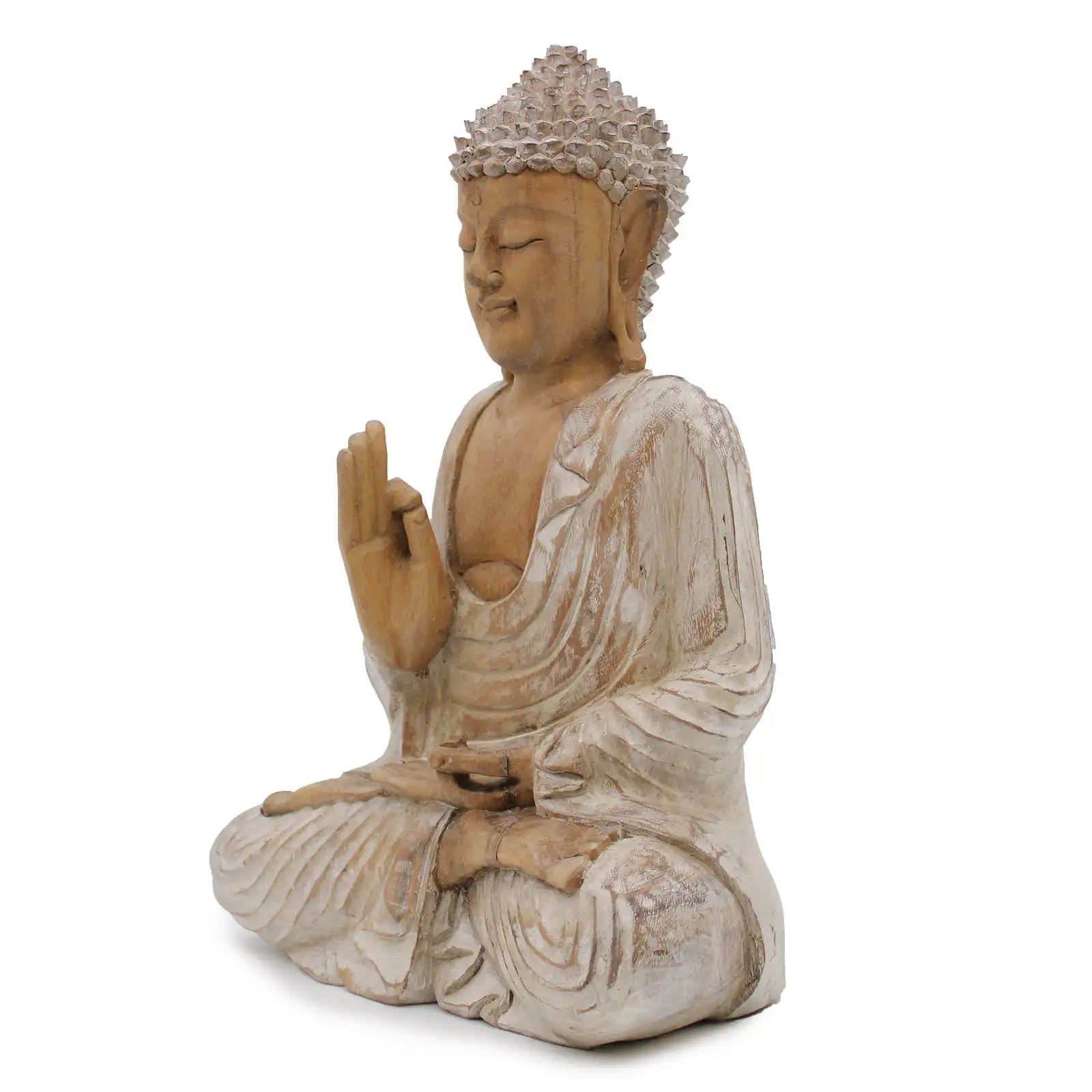 Buddha Statue Whitewash – 40cm Teaching Transmission | www.artisangoods.co.uk 4 Buddha Statue Whitewash – 40cm Teaching Transmission | www.artisangoods.co.uk 3