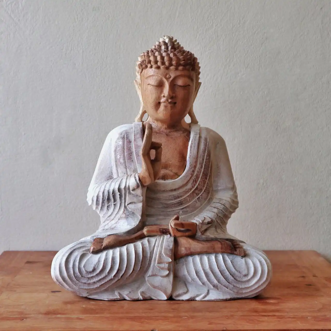 Buddha Statue Whitewash – 40cm Teaching Transmission | www.artisangoods.co.uk 3 Buddha Statue Whitewash – 40cm Teaching Transmission | www.artisangoods.co.uk 2