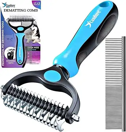 Candure Dematting Comb for Dogs and Cats Blue 17+9 Double-Sided