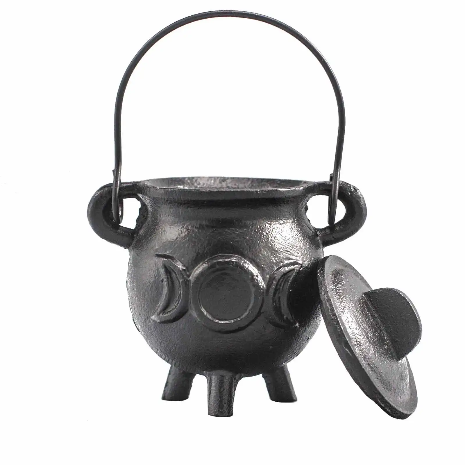 Cast Iron Cauldron with Triple Moon 6.5x13cm | www.artisangoods.co.uk 3 Cast Iron Cauldron with Triple Moon 6.5x13cm | www.artisangoods.co.uk 2
