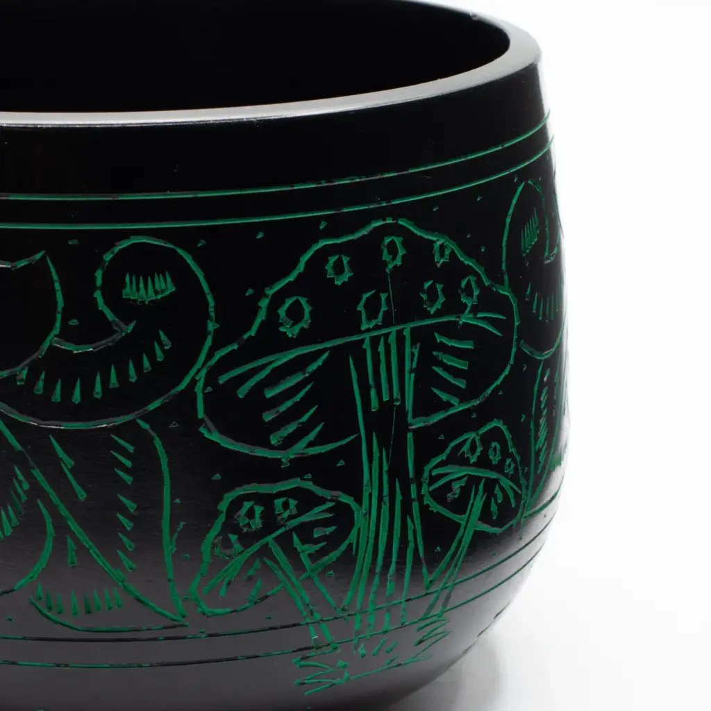 Cauldron Singing Bowl – Magic Mushroom – Green (15cm) | www.artisangoods.co.uk