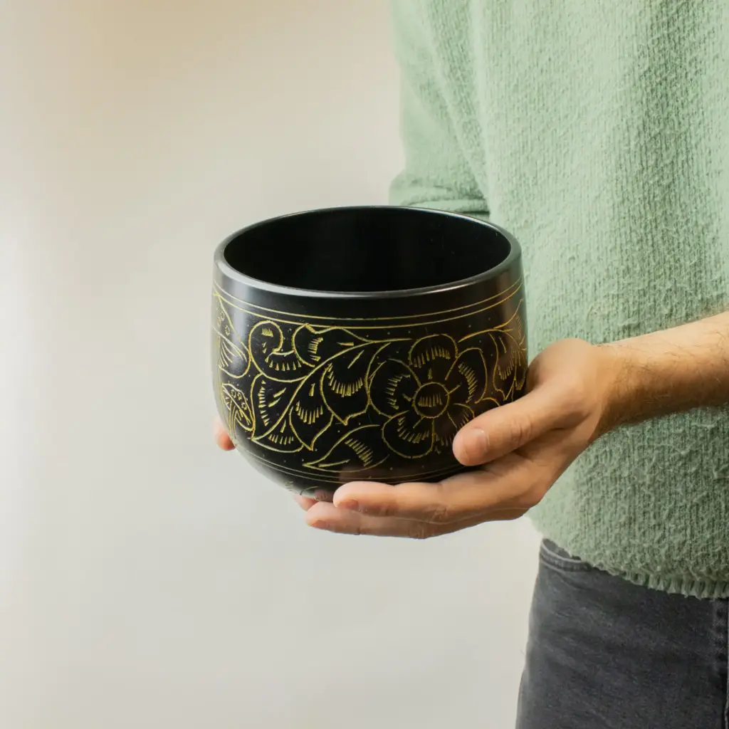 Cauldron Singing Bowl – Magic Mushroom – Yellow (15cm) | www.artisangoods.co.uk 2